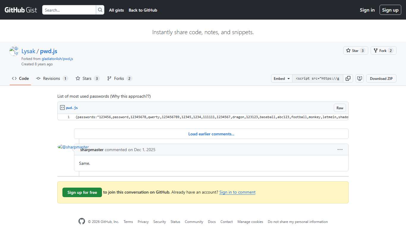 List of most used passwords (Why this approach??) · GitHub